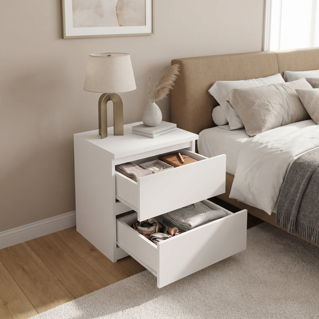 Zipcode Design Delancey 30 cm W Bedside Table White