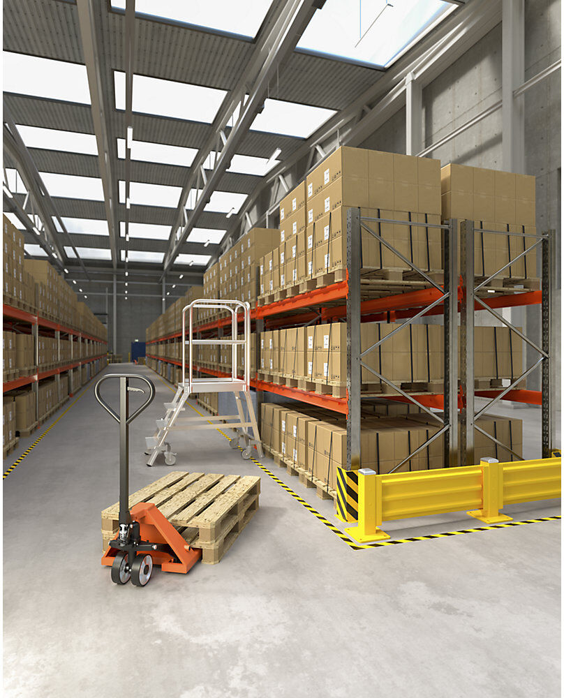 kaiserkraft Palettenregal Space, verzinkt/orange, HxBxT 3000 x 2840 x 1100 mm, Fachlast 3000 kg, Anbauregal
