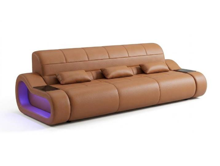 JVmoebel 3-Sitzer 3-Sitzer Ledersofa Modern Braun Elegant LED Komfort Luxus Premium *, 1 Teile, Made in Europa