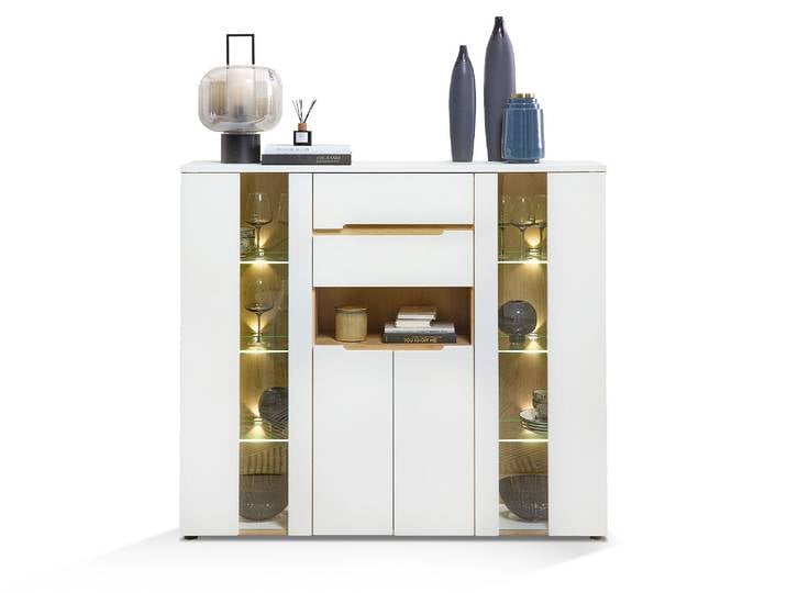 MAILAND Highboard, Material Dekorspanplatte, Weiss