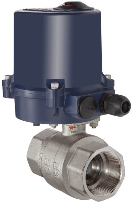 Riegler Robinet à boisseau sphérique en laiton 2 voies, actionneur électrique, 24 V CC, Rp 2 (350.2815R)
