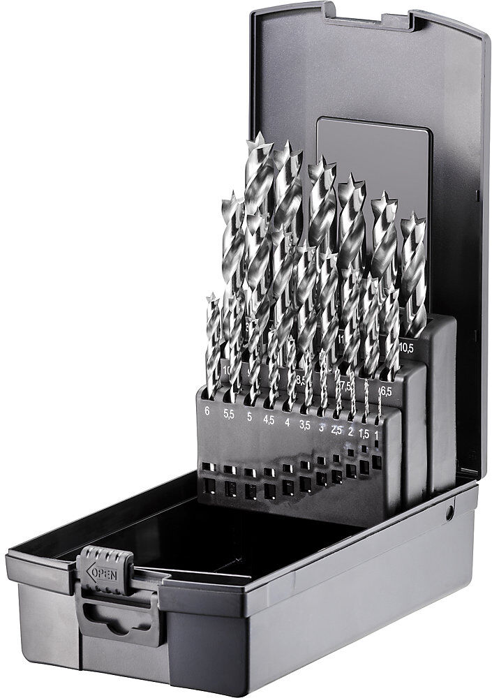 kaiserkraft Holzbohrer-Satz, HSS-G - PREMIUM, 25 Teile