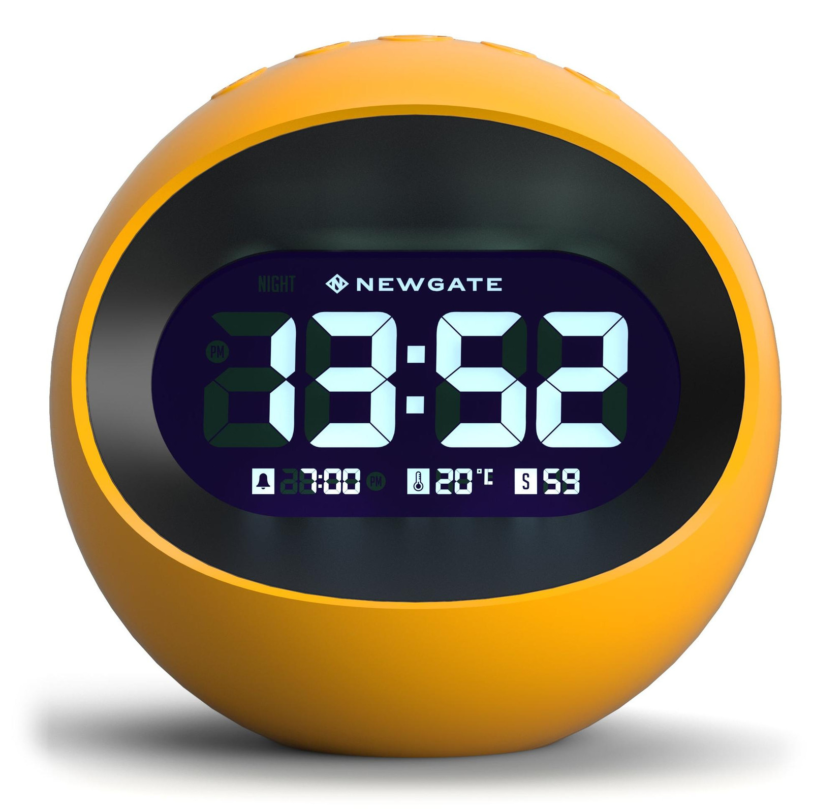 Newgate Centre of the Earth LCD-wekker - Geel