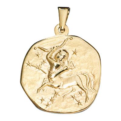 Sternzeichenanhänger JOBO "Anhänger Sternzeichen", gold (gelbgold 333), Schmuckanhänger, Damen, Schütze, Gelbgold 333, 333 Gold rund