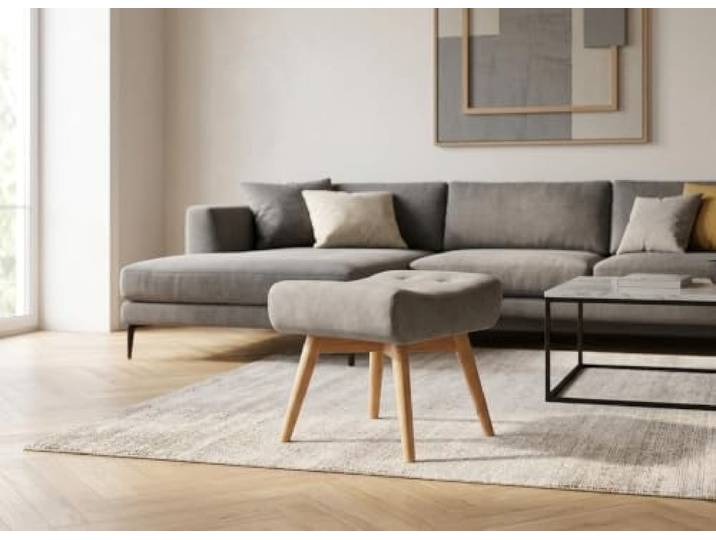 Family Meble Polsterhocker Vika Royal Aura – Fußhocker mit Stoff-Bezug – Grau · Royal 26