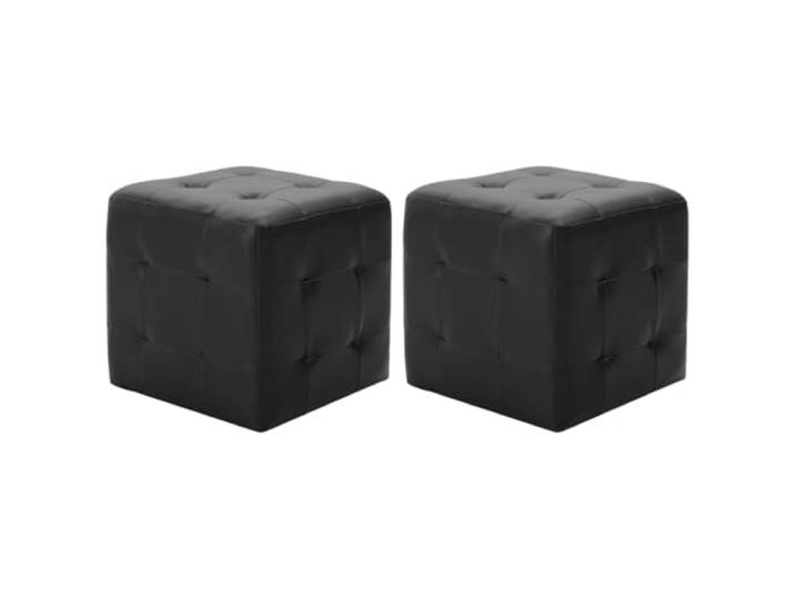 KDVXBCQJH Sitzpouf 2er Set Schwarz 30x30x30 cm Kunstleder Fußhocker Vielseitig nutzbare Polsterhocker für Wohnzimmer und Flur, pflegeleichte Oberfläche mit bequemer Sitzpolsterung.