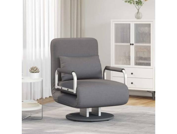 Drehstuhl Sofa-Sessel Dunkelgrau aus Stoff mit verstellbarer Rückenlehne Stoff, verstellbare Rückenlehne, inklusive Kissen, einfache Montage, für Wohn- und Schlafzimmer