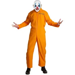 Metamorph Häftling Kostüm mit Clownsmaske (L)