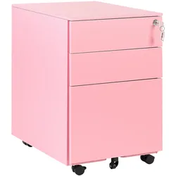 AKTENSCHRANK Metall rosa 3 Schubladen mit Rollen Cami