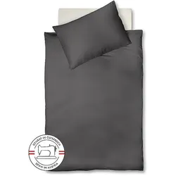 Fleuresse, Bettwäsche, Satin Bettwäsche Royal Uni 140x220cm Anthrazit (Bettwäsche Set, 140 x 220 cm)