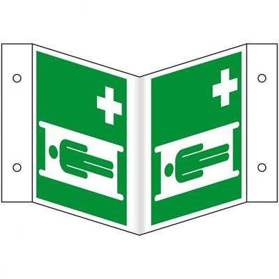 Schild I Rettungs-Nasenschild Krankentrage, Kunststoff, 200x200mm, ASR A1.3, DIN EN ISO 7010 E013