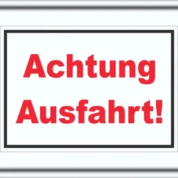 HB-Druck Achtung Ausfahrt Schrift Aufkleber A1 (594x841mm)