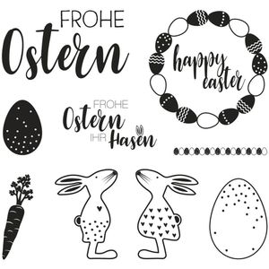 Rayher Motivstempel Clear Stamps Osterfreunde, aus Kunststoff, für Stempelkissen und Acryl-Stempelblock, 9-teilig