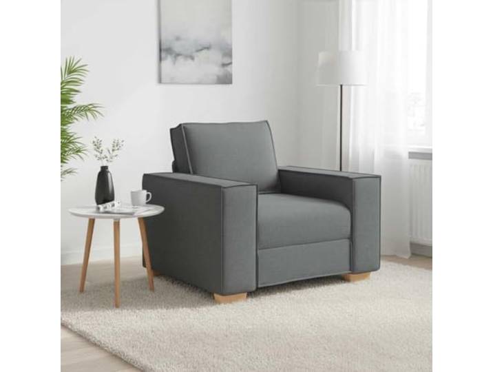 HEFZGDB Dunkelgraues Sofa Stuhl 60 cm Stoff Polster Sitzmöbel mit Breiten Armlehnen und Stabilem Holz Metall Gestell für Wohnzimmer Büro Gemütlichkeit Entspannung
