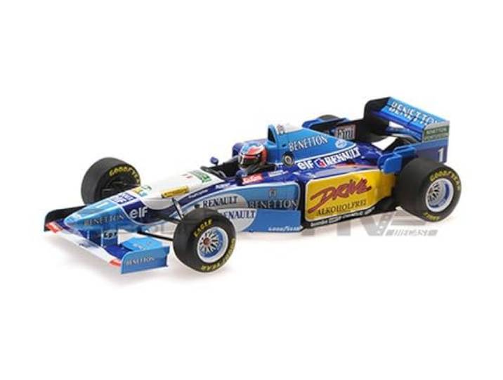 Minichamps 1/18 Modellauto: Benetto. Renaul. B195 Michael Schumacher Winner French GP World Champion 1995 - Metall, Sammler, Hobbyisten, Erwachsene, Rennsport-Fans, Unisex, All Ages