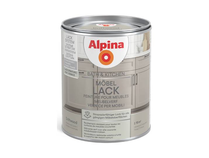 Alpina Möbellack Bath & Kitchen Driftwood Braun 0.75 l Seidenmatt