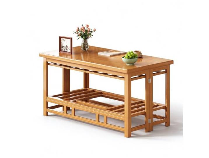 Japanischer Kotatsu Tisch, Bambus Klappbar Stabil Quadratischer Tisch Ablagerregal, Kratzfeste Platte, Klappbarer Couchtisch, Essen, Bodensitzen Wäschetrocknen Drinnen(Natural,120cm/47.2in)