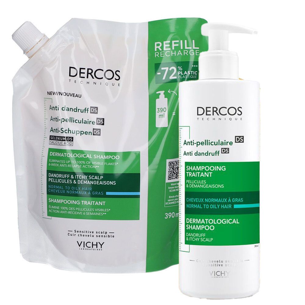 Vichy Dercos Anti-Schuppen Shampoo für normale bis fettige Kopfhaut + Anti-Sc 2x390 ml