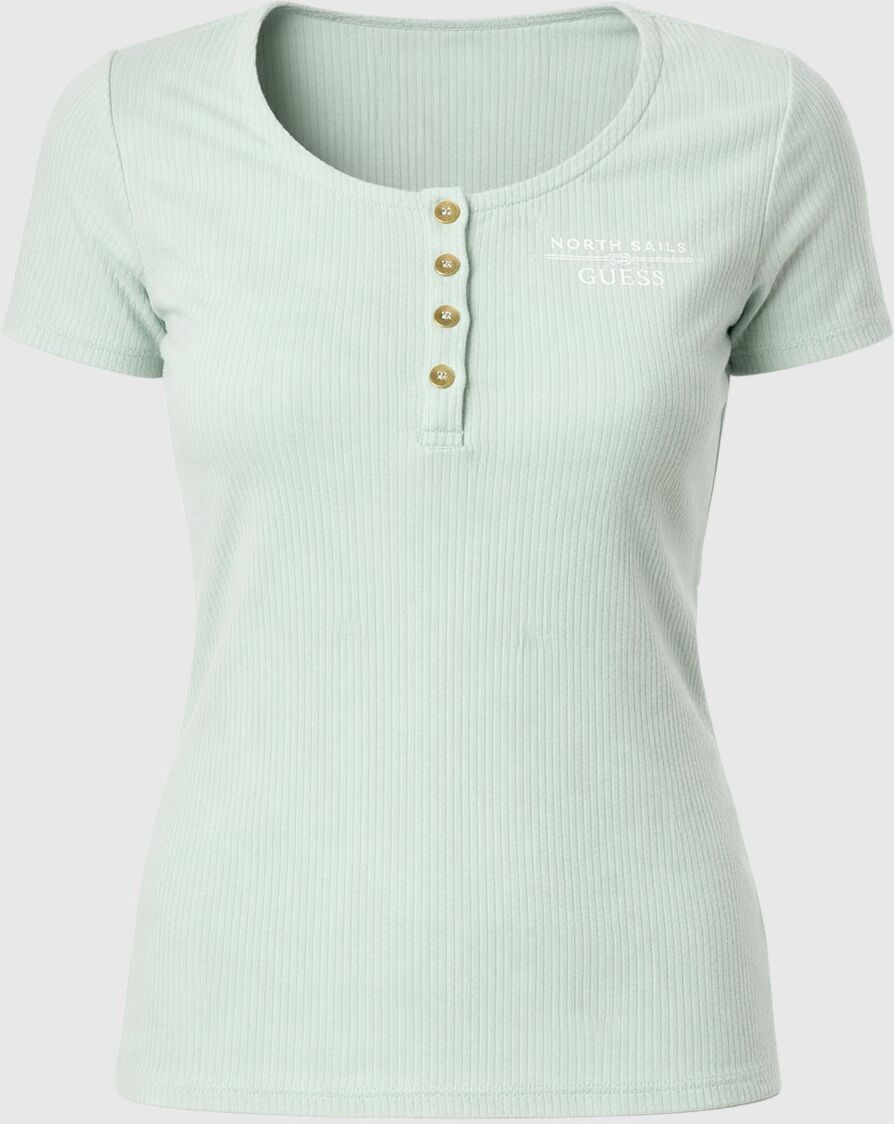 GUESS X NORTH SAILS T-SHIRT MIT KNOPFLEISTE Soft meant S