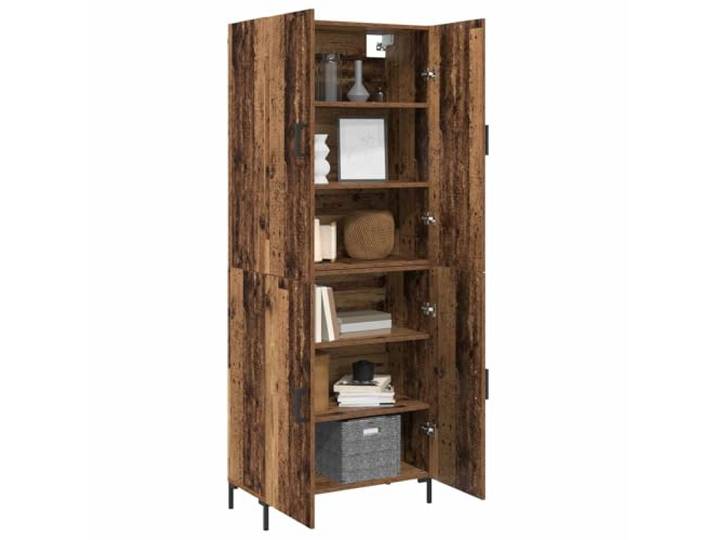 KTHLBRH Anrichte aus altem Holz, 69,5 x 34 x 180 cm, mehrschichtiges Holz Matte Oberfläche, Flügeltüren, MDF-Einlegeböden, Griffe D-Pull, Wandbefestigung