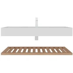 MODFU Badezimmer-Waschtisch aus Harz und Sperrholz, Weiß/Naturholz, integriertes Becken mit Stauraumregal