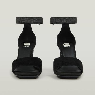 Slipper G-STAR "Darcy Velourleder-Sandalen", Damen, Gr. 37, schwarz, 85% Ziegenleder, 15% Textil, Schuhe Slipper
