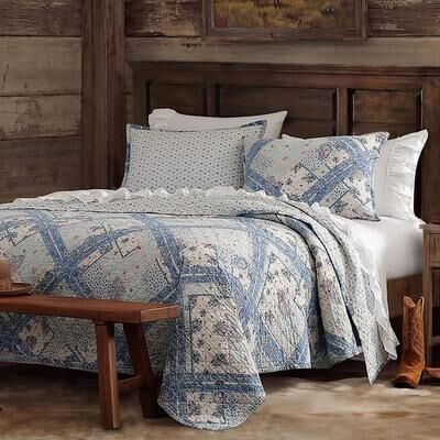Hiend Accents Mirabelle Mini Quilt Set Blue, Twin, Blue