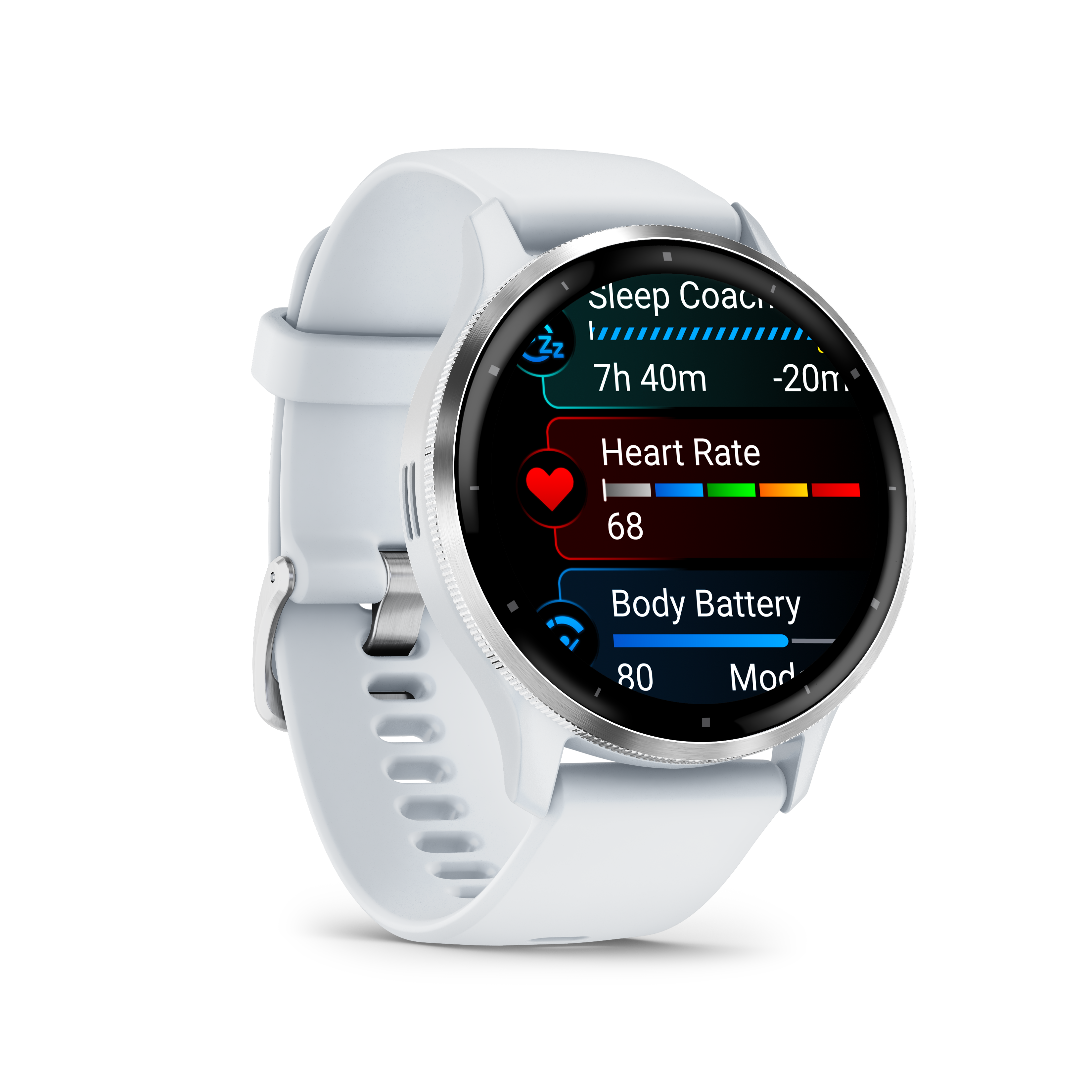 Garmin Venu 3 Steinweiss/Silber mit Schnellwechsel-Silikon-Armband