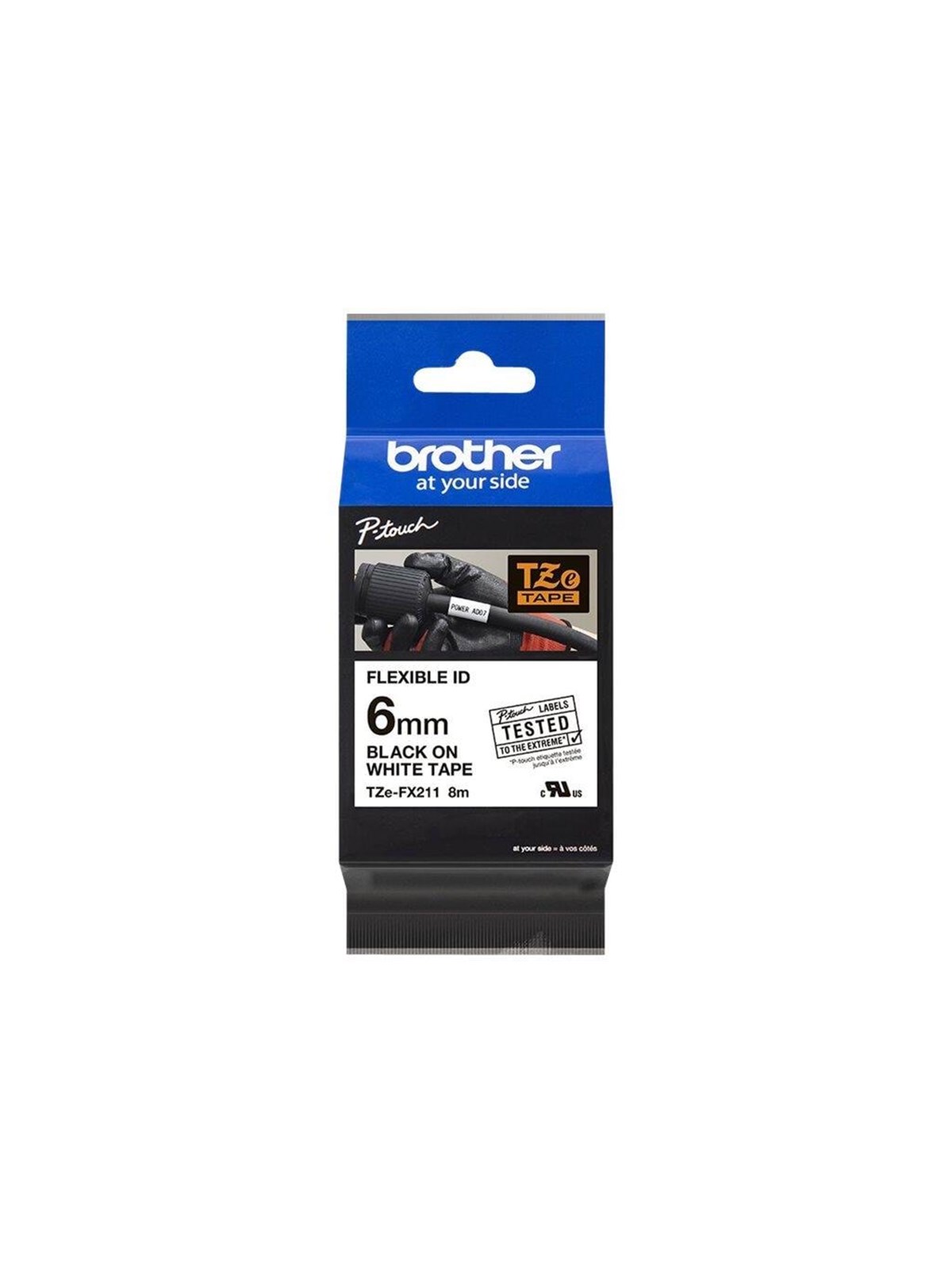 Brother TZEFX211 - Black On White - Roll (0.6 cm x 8 m)