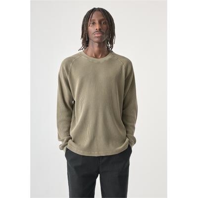 Strickpullover CLEPTOMANICX "Boxy Crewneck Thermal", Herren, Gr. XL, grün (olivgrün), 100% Baumwolle, unifarben, normal, Rundhals, Pullover Strickpullover, im lockeren Schnitt