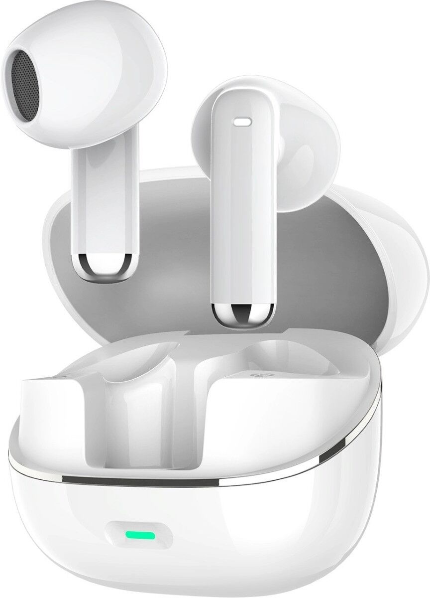 INF Kabellose Bluetooth-Ohrhörer mit Dual-Mic ANC+ENC, Bluetooth 6.0, 230mAh Akku, 4 Stunden Wiedergabe, gummierte Oberfläche Weiß