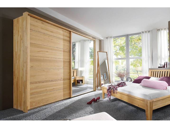 Schwebetürenschrank Jupiter mit Holz-Spiegel-Kombination – 3%-Vorkasse-Rabatt