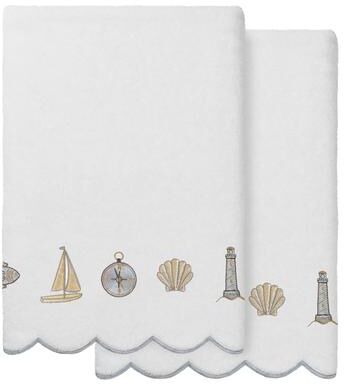 Authentic Hotel and Spa 100% Turkish Cotton SEA JOY Scallop Embellished Towel Collection