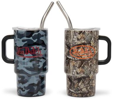 Von Dutch 2 Piece 3oz Stainless Steel Mini Tumbler Set Forest & Grey Camo