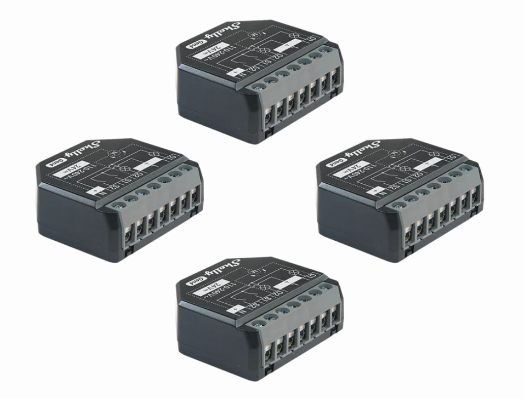 Shelly 2PM Gen4 Unterputz Relais max 16A 2 Kanal WLAN, Bluetooth, Matter, Zigbee Smart-Schalter 4er Pack