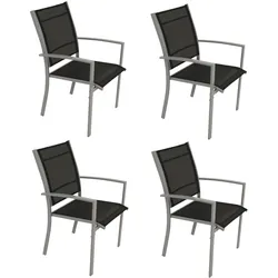 Stapelsessel PINO, Metall + Textilgewebe schwarz, 4-er Set