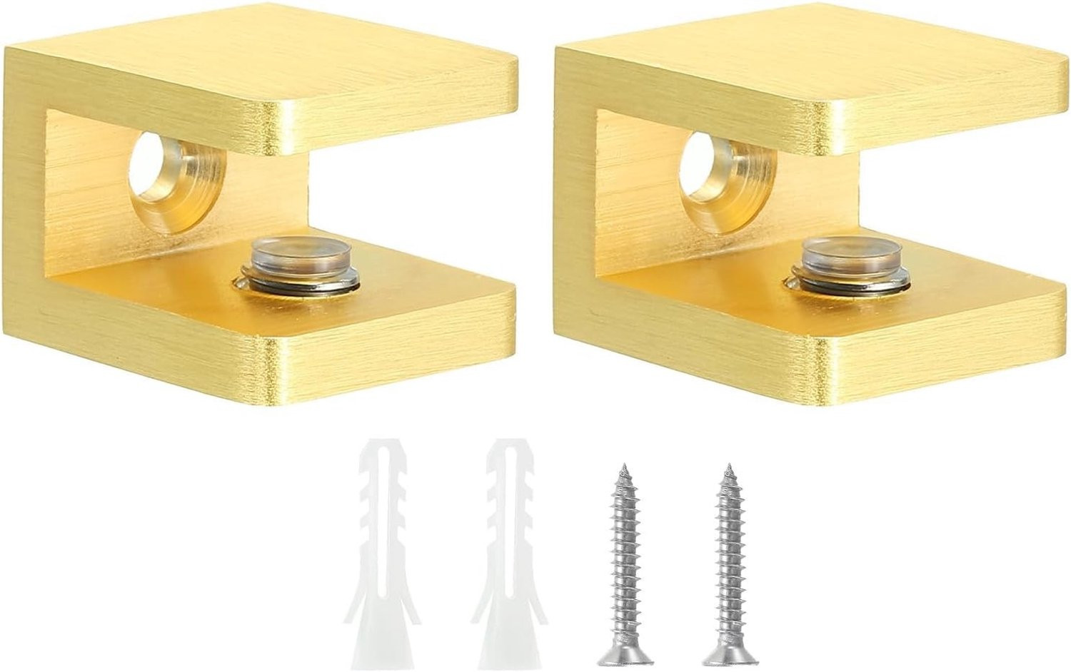 2 Stuks Glazen Klemmen 8-10mm - Verstelbare Messing Planksteunen met Rubber Pads - Goud