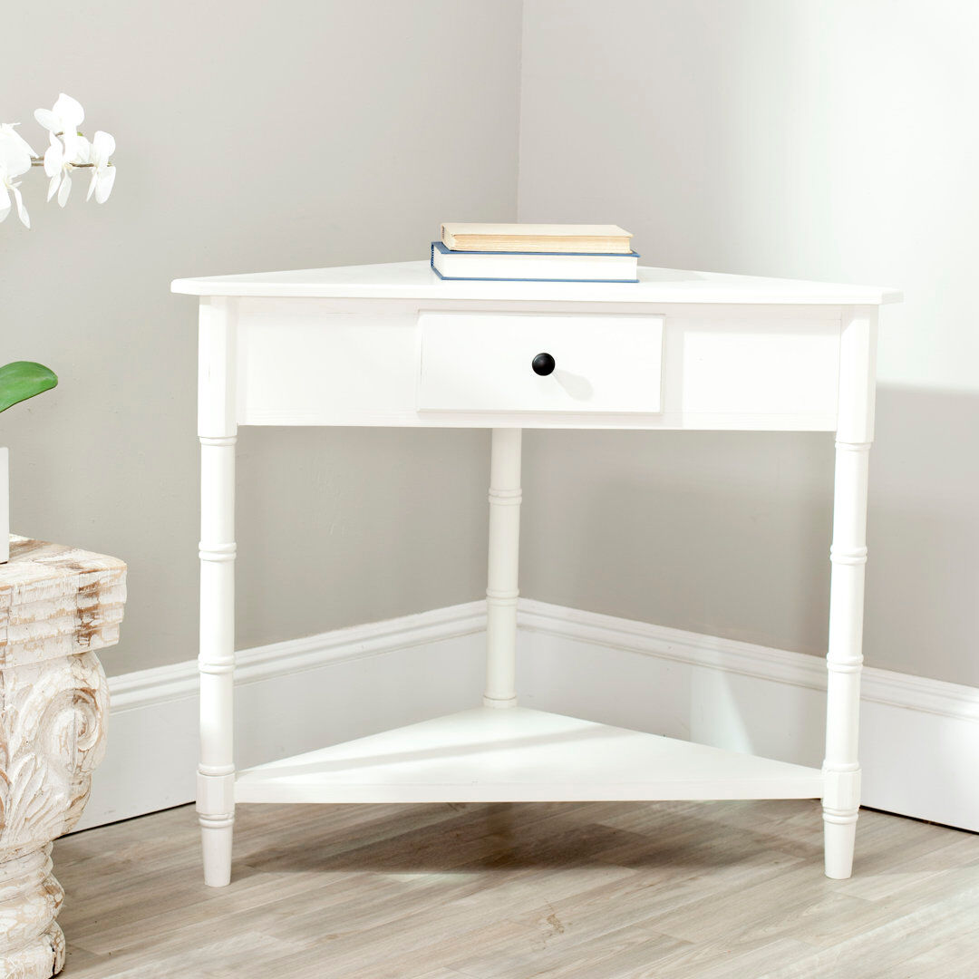 Fernleaf Meaux Solid Wood Top Console Table Distressed Cream 71.12cm H X 86.11cm W X 43.94cm D