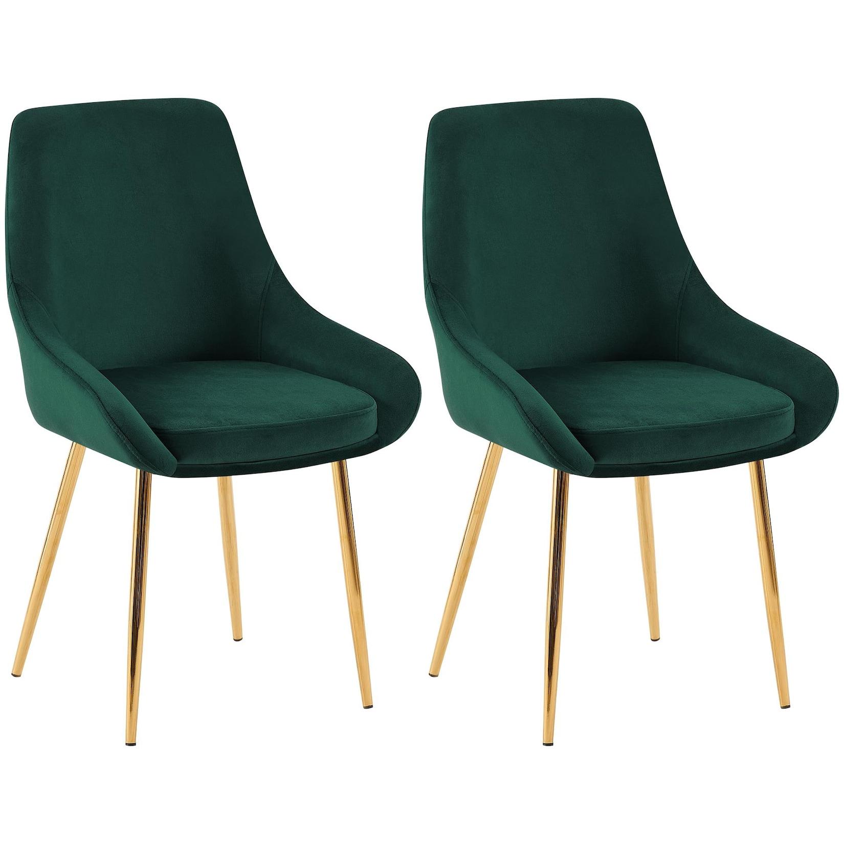 CLP 2er Set Esszimmerstuhl Elmira Samt gold Farbe: grün, Material Gestell: Metall gold