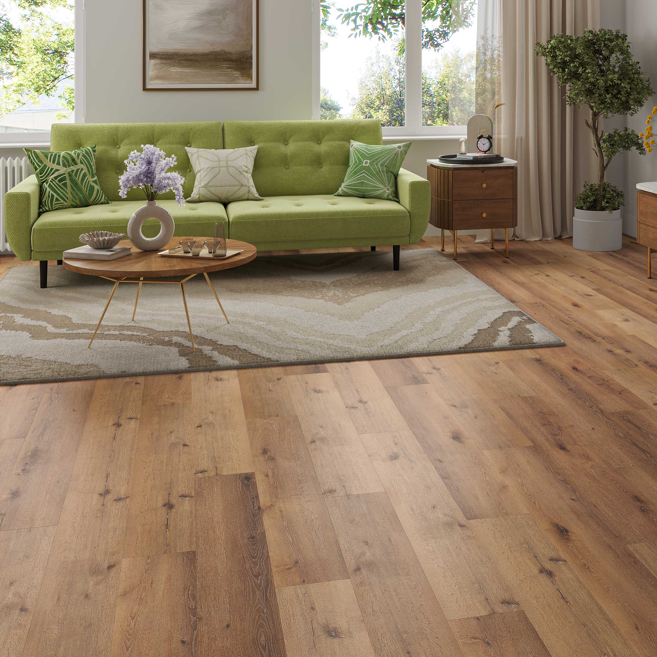 Luxury Flooring Natural 2.5mm Wood Effect Glue Down LVT Luxury Vinyl Flooring