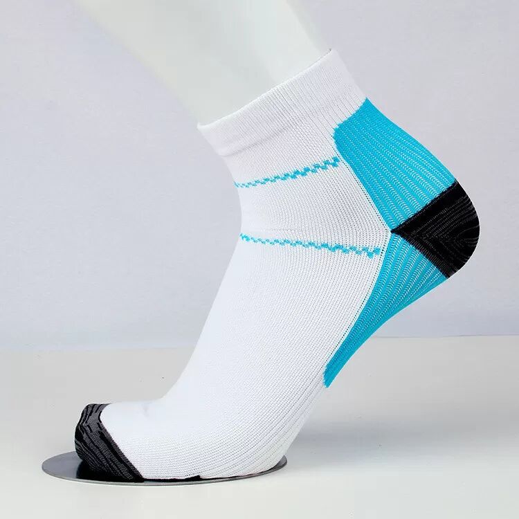 INF Kompressionssocken für Damen & Herren, Rutschfeste Sportsocken (5 Paar) S Blau + Weiß