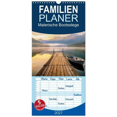 Familienplaner 2027 - Malerische Bootsstege mit 5 Spalten (Wandkalender, 21 x 45 cm) CALVENDO