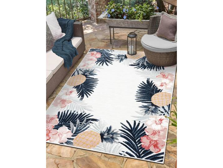 Outdoor-Teppich Daisy Weiß/Creme Mischgewebe 140 x 200cm