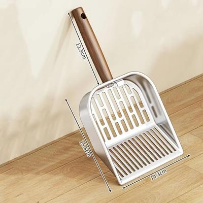 Inspire Select Stainless Steel Cat Litter Scoop Durable Wooden Handle Pet Waste Shovel For Tofu, Crystal & Clumping Litter a1