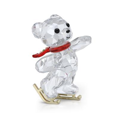 Dekofigur SWAROVSKI "Kristallfigur Sammelfigur Kris Bär Jubiläum 130 Jahre", gold (kristallweiß, rot, goldfarben, grün, schwarz), Dekofiguren, Metall, Swarovski Kristall
