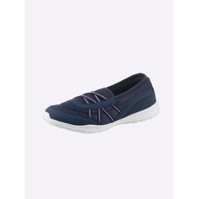 Slipper HEINE, Damen, Gr. 39, blau (marine), Synthetik, Textil, Schuhe Slipper