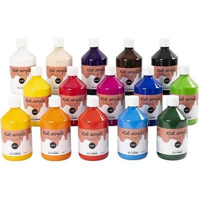 Creativ Company Acrylfarbe Glänzend, sortierte Farben, 15x500 ml