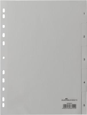 Durable Kunststoffregister, A4 hoch, Zahlen 1-5, grau