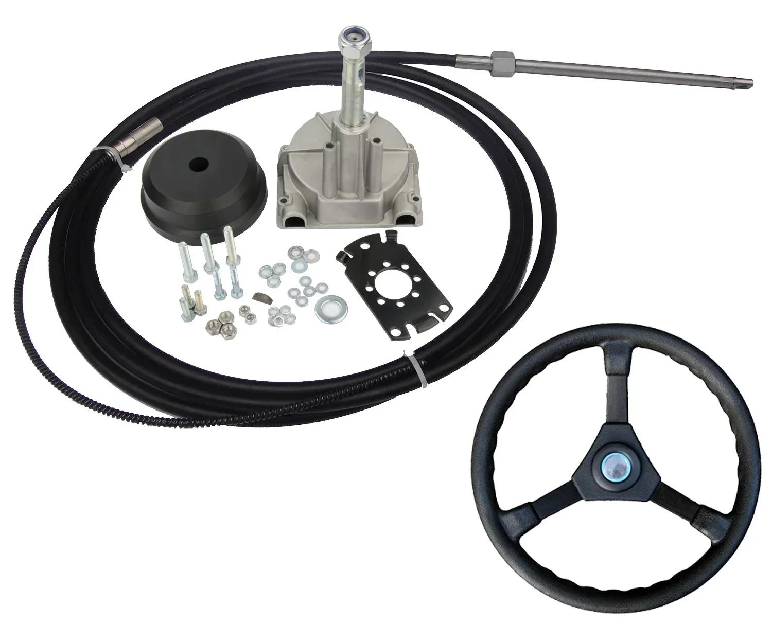 Bootslenksystem - Mechanische Bootslenkung mit Lenkrad - 3,05 m Steuerkabel - Für Boote bis 9,14 m - Belastbarkeit 136 kg - Wenderadius 20,3 cm
