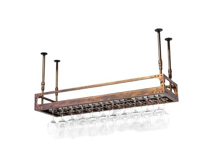 Weinglasregal an der Decke Hängendes Weinregal Im Vintage-Industriestil Bar-Becherhalter mit hohem Fuß, Hängeregal for den Weinschrank zu Hause(XL)